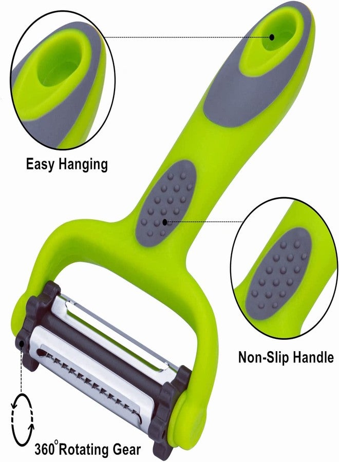 we3 3 in 1 Vegetable Peeler - Citrus Fruit Peeler for Apple Orange Lemon Carrot and Potato Peeler with Rotating Serrated and Julienne Stainless Steel Slicer Blades. - Image 4